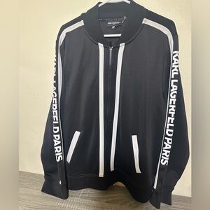 Karl Lagerfeld Monochrome Logo Track Jacket, Women, Size XL